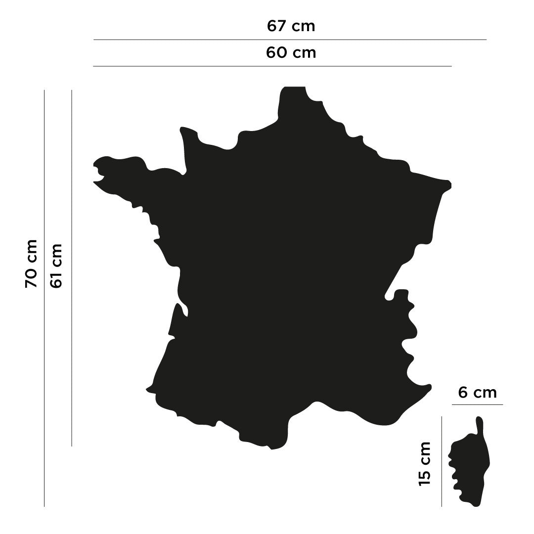 Mapa de Francia en pizarra magnética